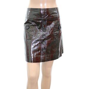Y2K Jus d’Orange PARIS Glossy Chocolate Button-Front Mini Skirt Size M